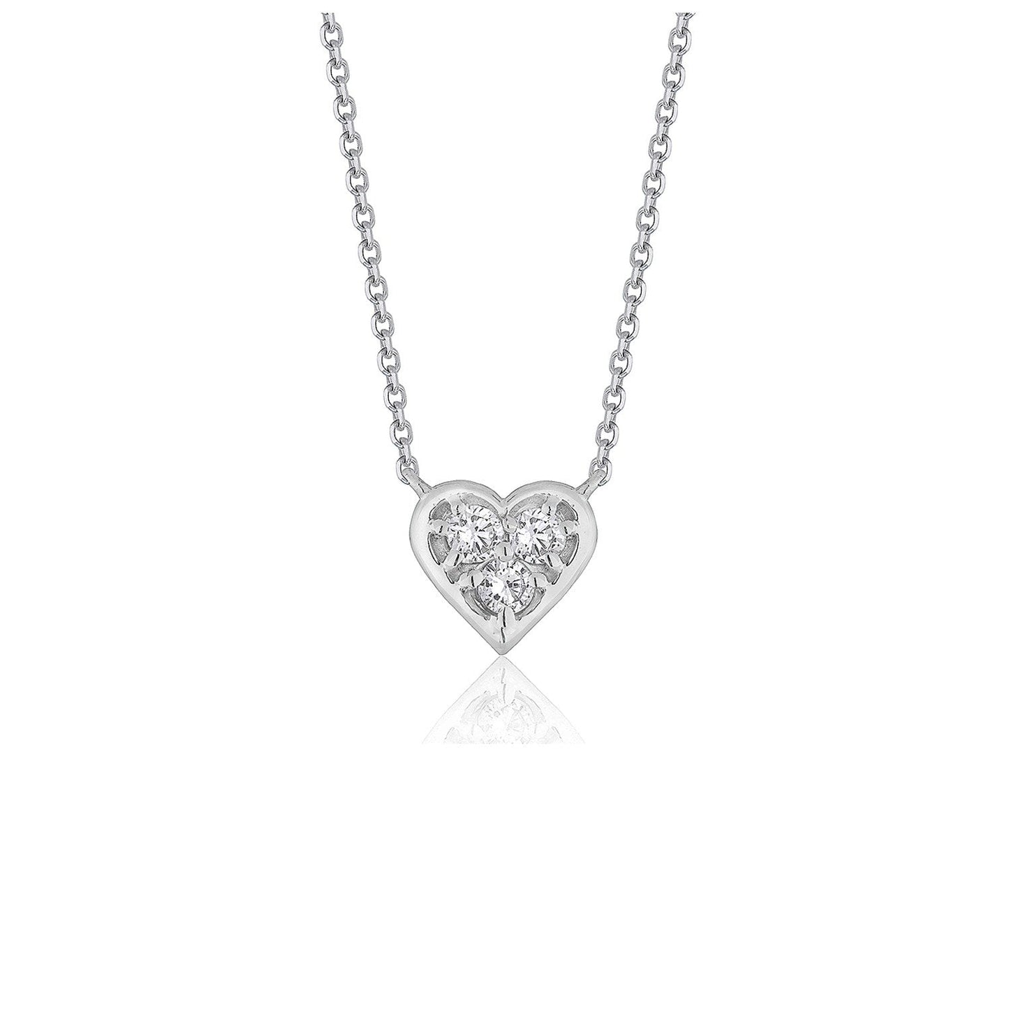 14k White Gold Diamond Heart Pendant Necklace