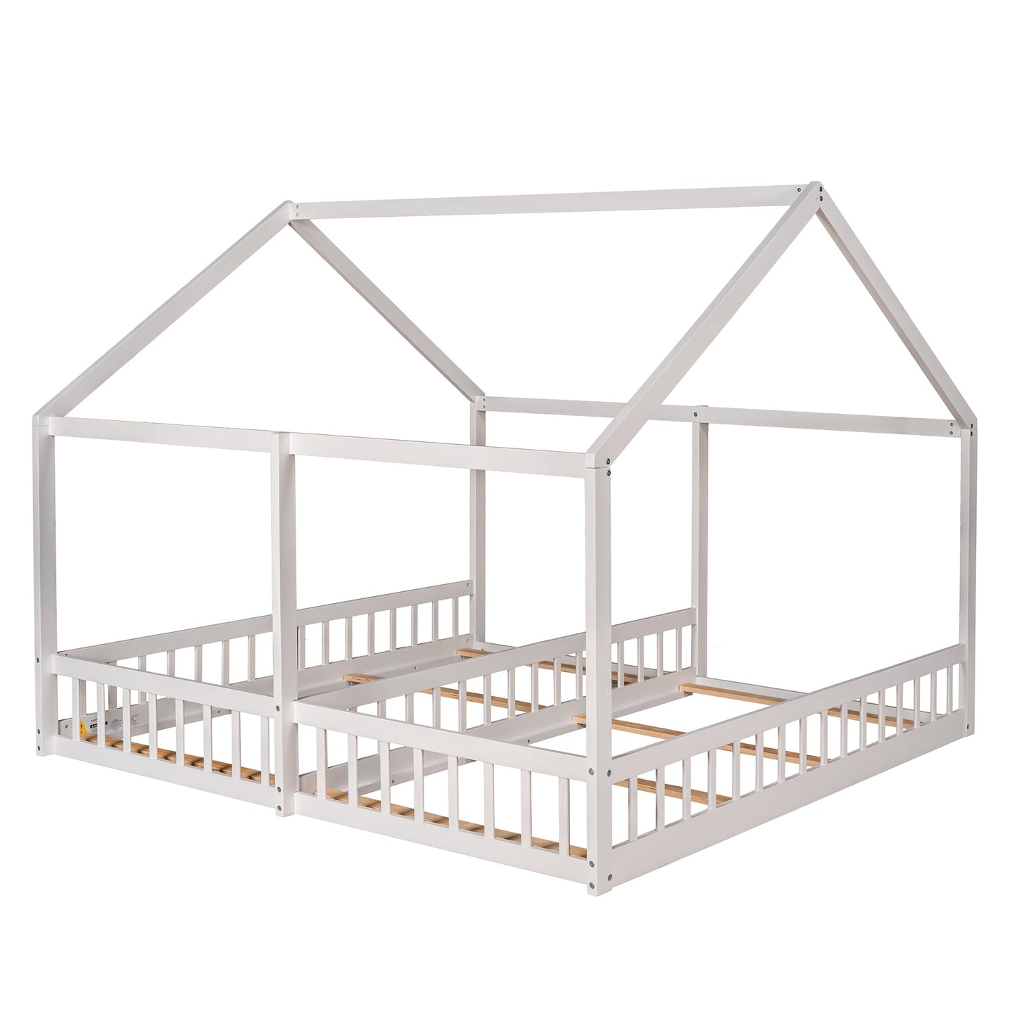 Twin Size White Platform Beds - Two Shared Beds