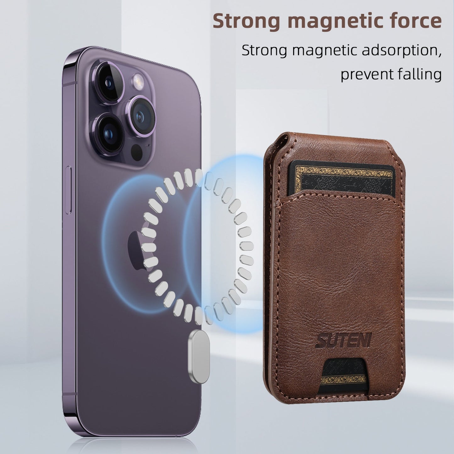 Premium PU Leather Magnetic Card Holder for Mobile Phones