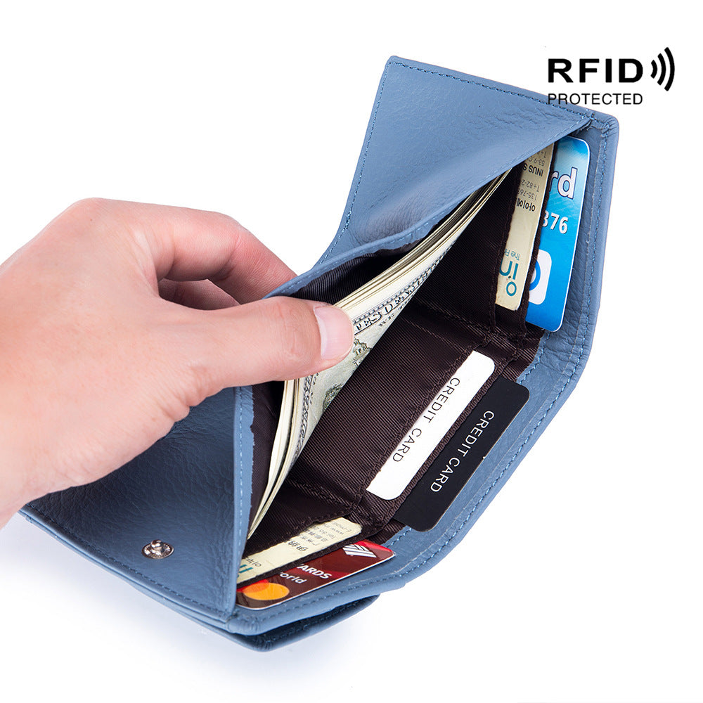 Cartera Mini de Cuero Genuino para Mujeres con Protección RFID