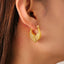Leaf patchwork heart-shaped earrings with a niche design and titanium steel earrings - Korvel