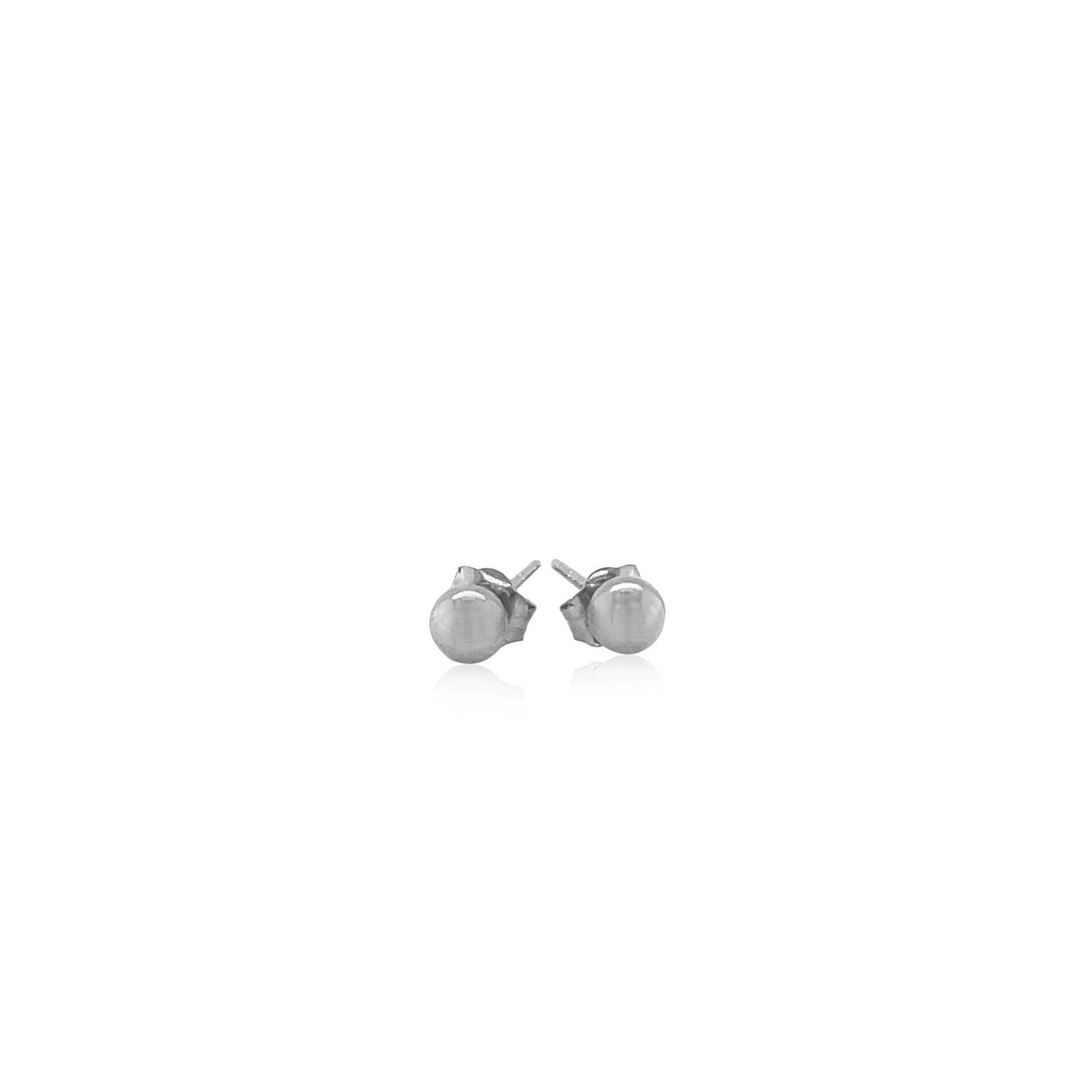 14k White Gold Round Stud Earrings - Classic Elegance