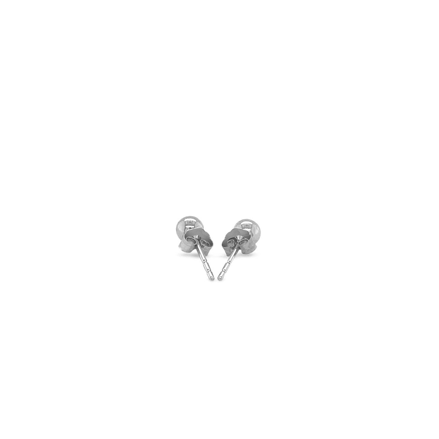 14k White Gold Round Stud Earrings - Classic Elegance