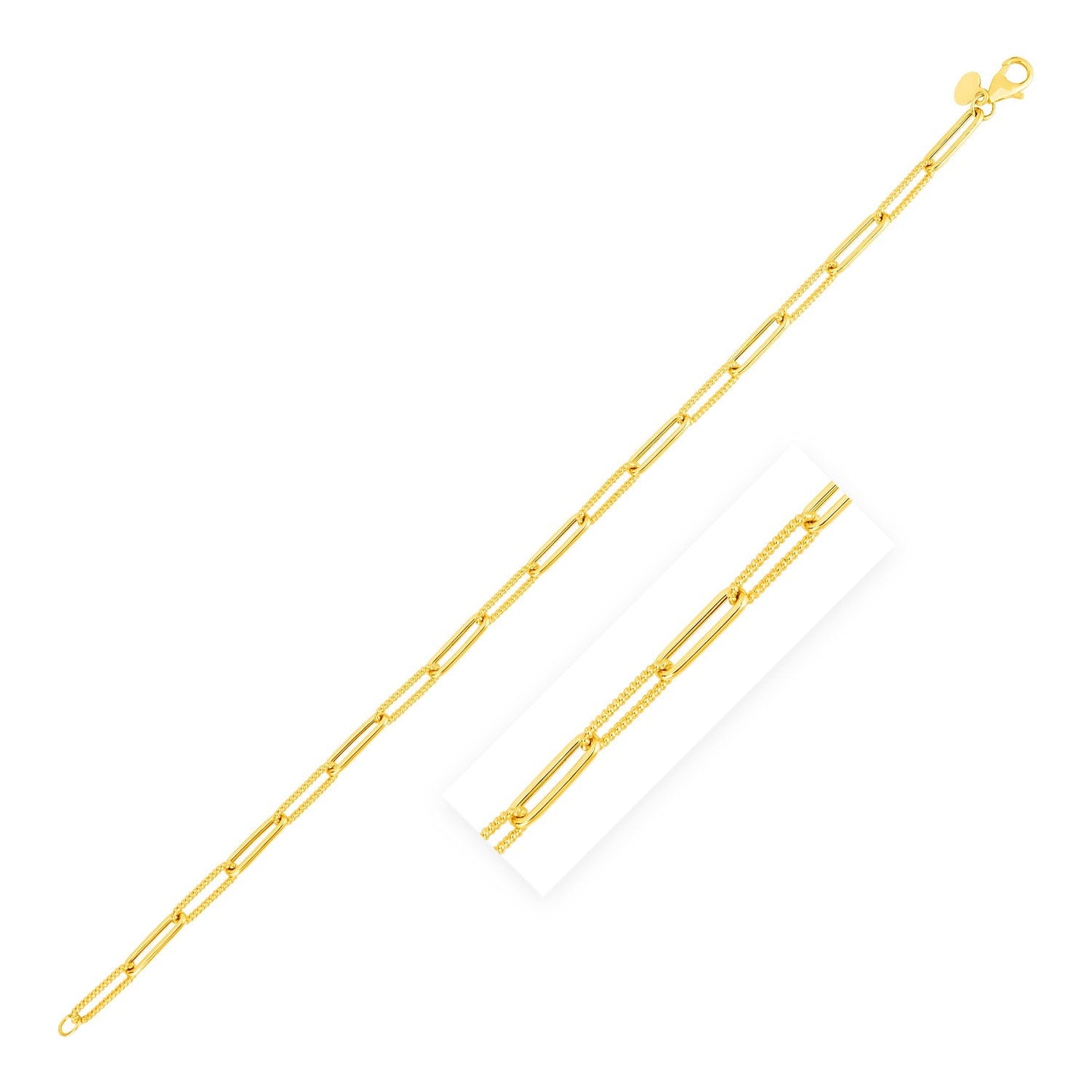 14k Yellow Gold Textured Paperclip Chain Necklace