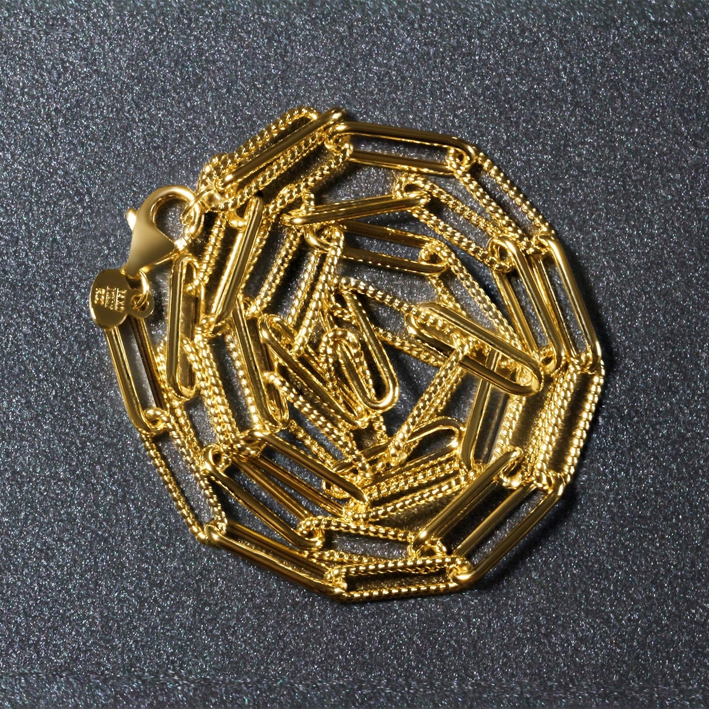 14k Yellow Gold Textured Paperclip Chain Necklace
