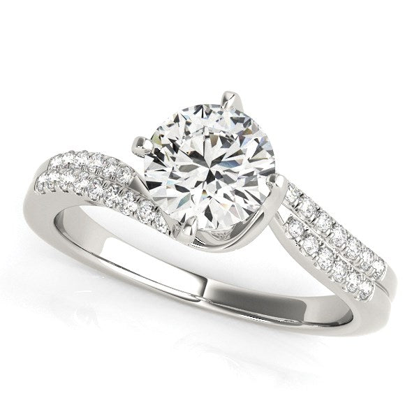 Anillo de Compromiso de Diamante con Diseño Espiral en Oro Blanco de 14k