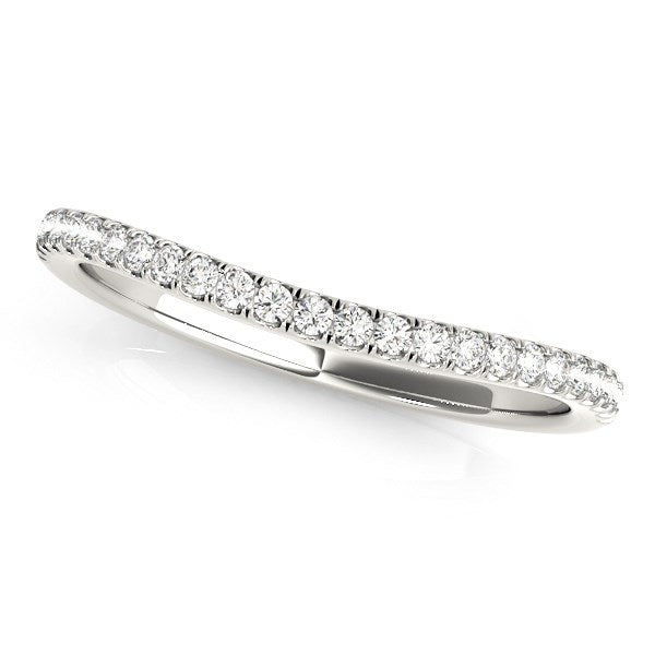 14k White Gold Curved Pave Setting Wedding Band