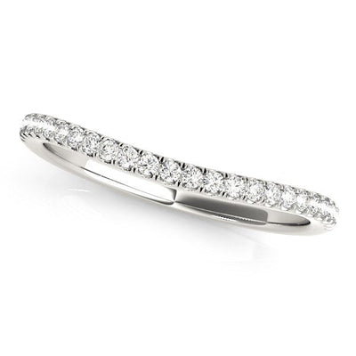 14k White Gold Curved Pave Setting Wedding Band