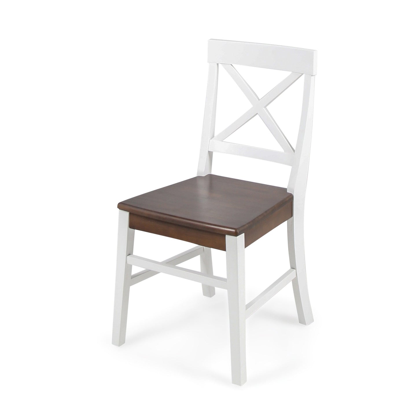 Roshan Farmhouse Acacia Wood Dining Chairs - White/Walnut (Set of 2)