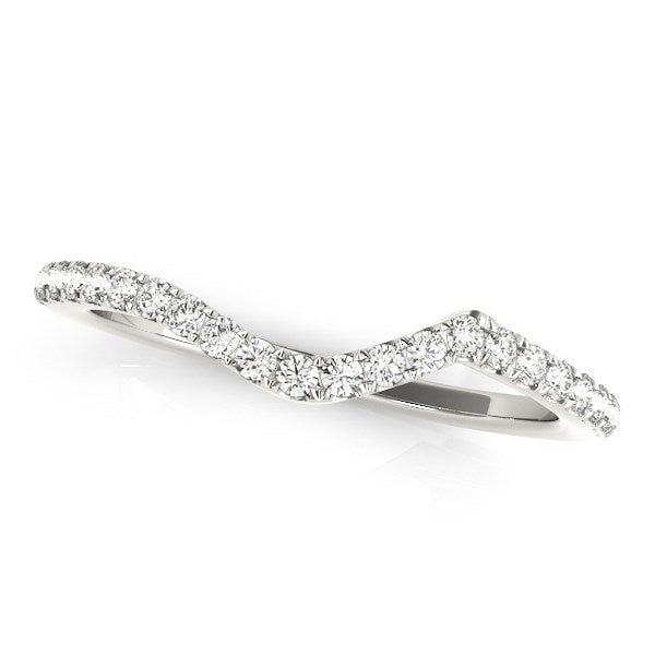 Anillo de boda de diamantes curvado moderno de oro blanco de 14k