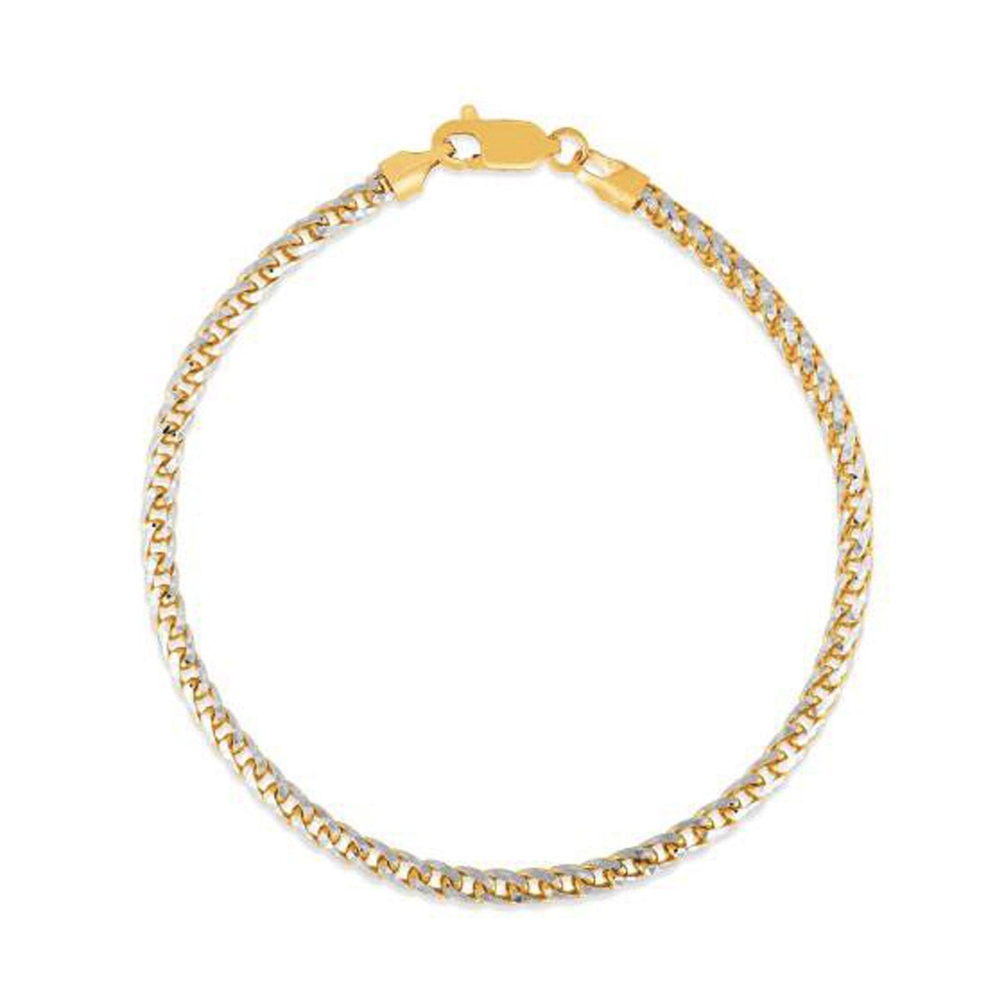 Bracelet Chaîne Franco Pave Ronde en Or Jaune 14k