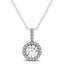 Collier Pendentif Rond Halo en Diamant en Or Blanc 14k
