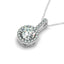 Collier Pendentif Rond Halo en Diamant en Or Blanc 14k