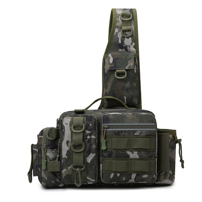 Men's Fishing Backpack: Equipped with bait box, equipment storage bag, pole holder, sling & shoulder bag design. - Korvel