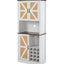 76 Inch Tall Farmhouse Kitchen Faux Rattan Wine Cabinet, Kitchen Bar Cabinet with Square Compartments and Shelves - Korvel