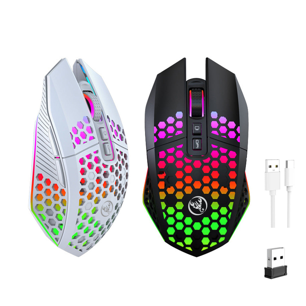 Lightweight hollow hole mouse, wireless rechargeable gaming light emitting computer, laptop, office mouse - Korvel