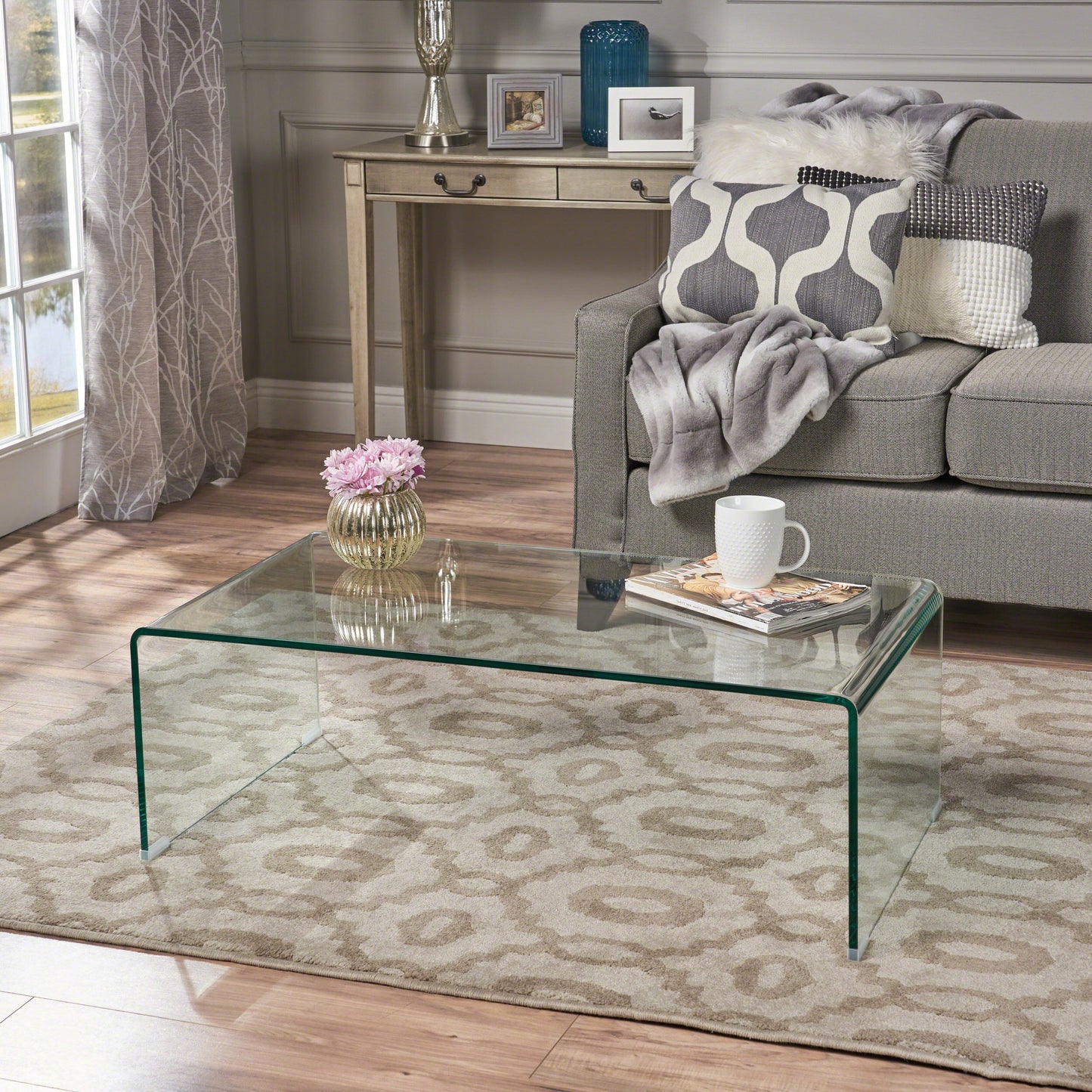 COFFEE TABLE 12MM TEMPERED BENT GLASS - Korvel