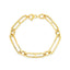 Bracelet en or jaune 14k avec maillons mariniers alternés allongés