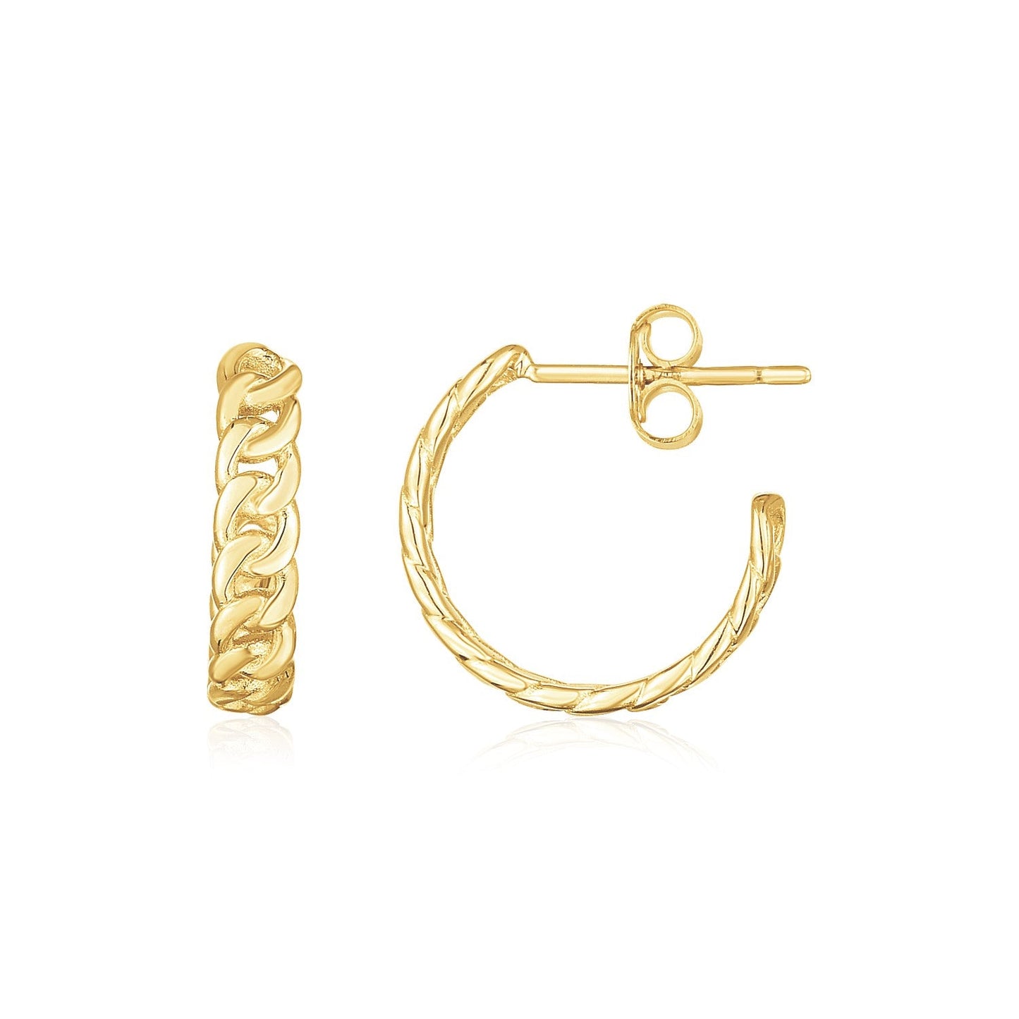 Boucles d'oreilles créoles en chaîne incurvée en or jaune 14K