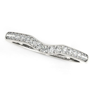 Anillo de boda curvado de oro blanco de 14k con diamantes