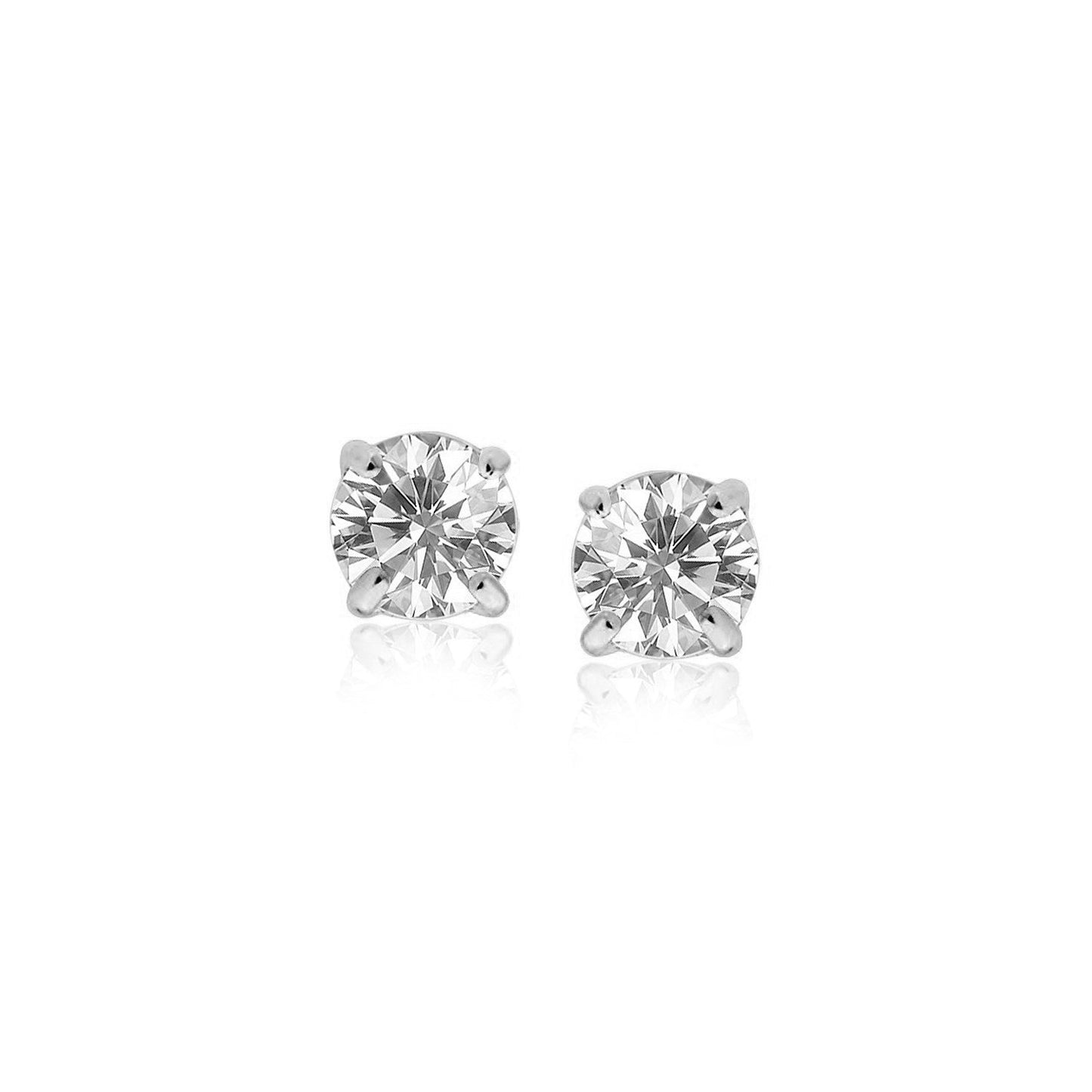 Boucles d'oreilles clous en zircon cubique blanc de 4 mm en or blanc 14 carats
