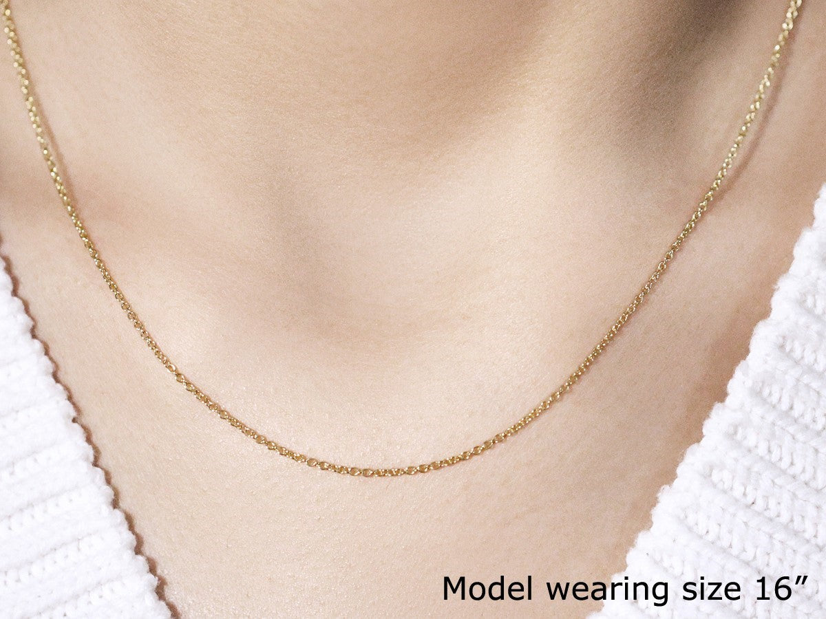 14k Yellow Gold Round Cable Link Chain - 1.3mm