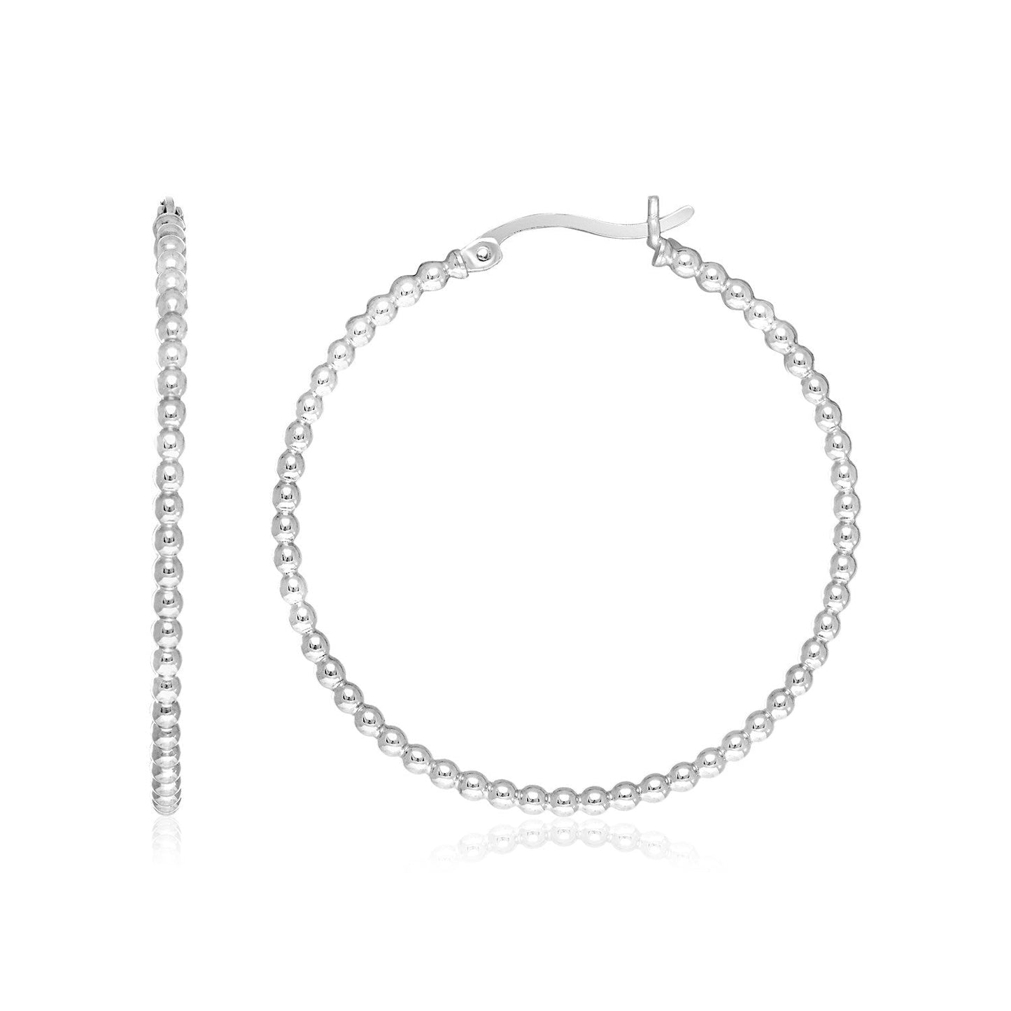 Boucles d'oreilles créoles rondes en argent sterling avec texture perlée