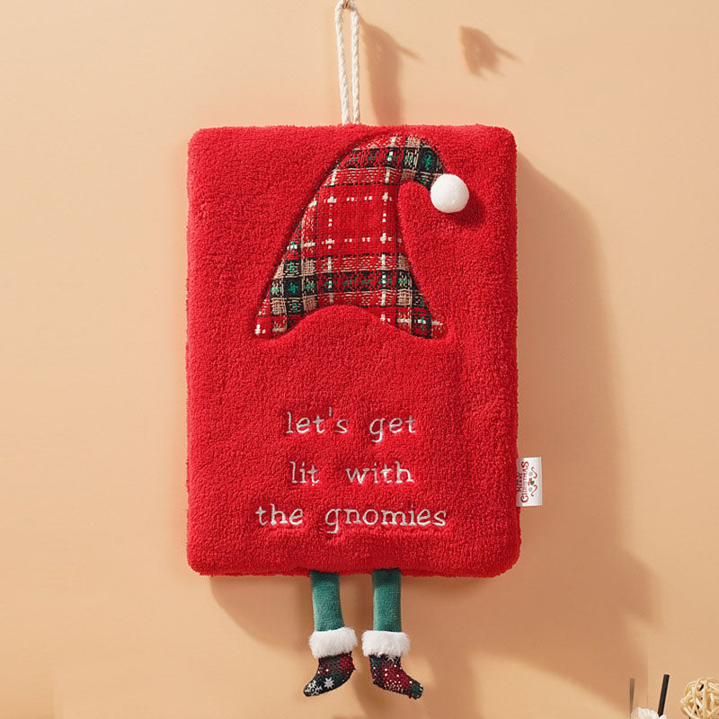 New Christmas hand towel can be hung with thick coral fleece towel, kitchen absorbent quick drying cloth, cartoon hand towel - Korvel