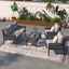 Outdoor Furniture with Tempered Glass Table Deep Seating with Thick Cushion for Backyard Porch Balcony (Grey) - Korvel