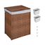 Laundry Hamper With Lid PE Rattan Powder Coating Frame Clothes Hampers with 02 Removable Bags, 100L, Brown Color - Korvel