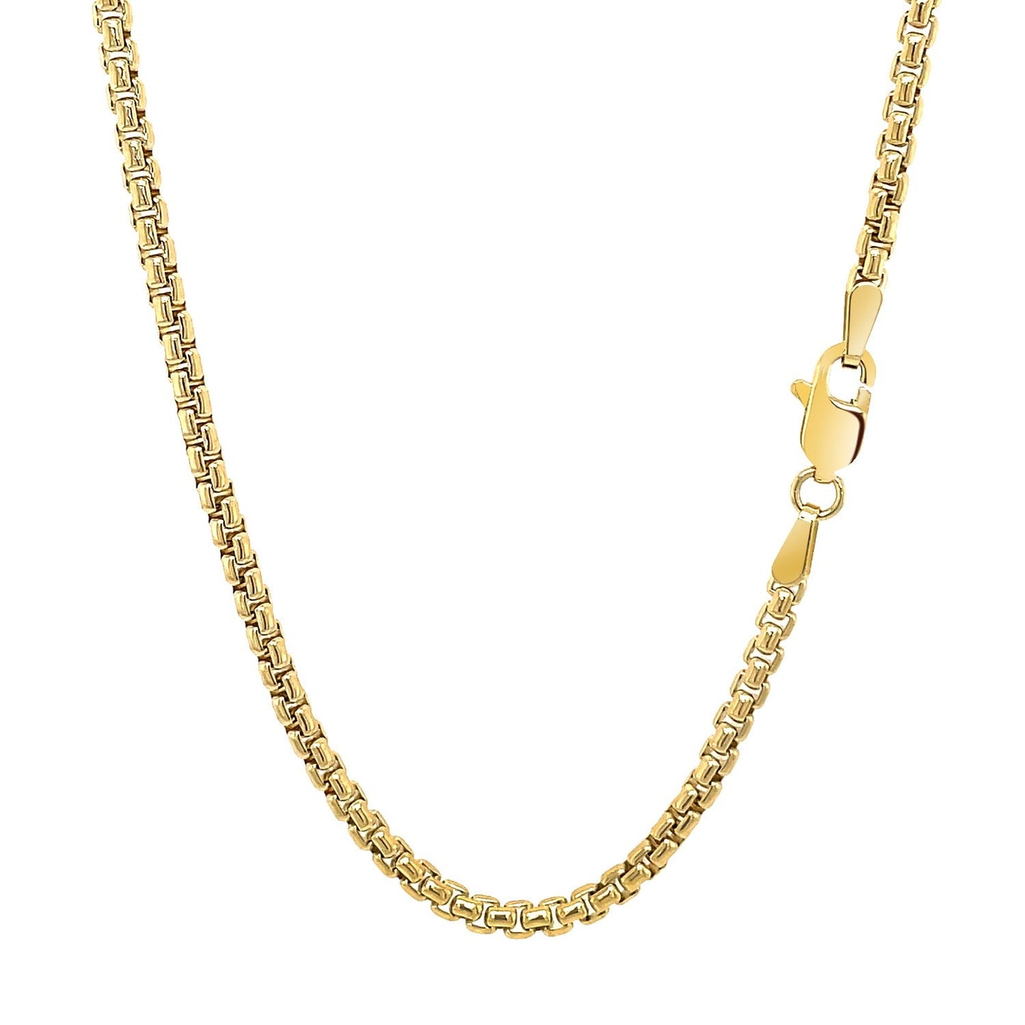 Chaîne en boîte ronde solide en or jaune 14 carats - 2,5 mm