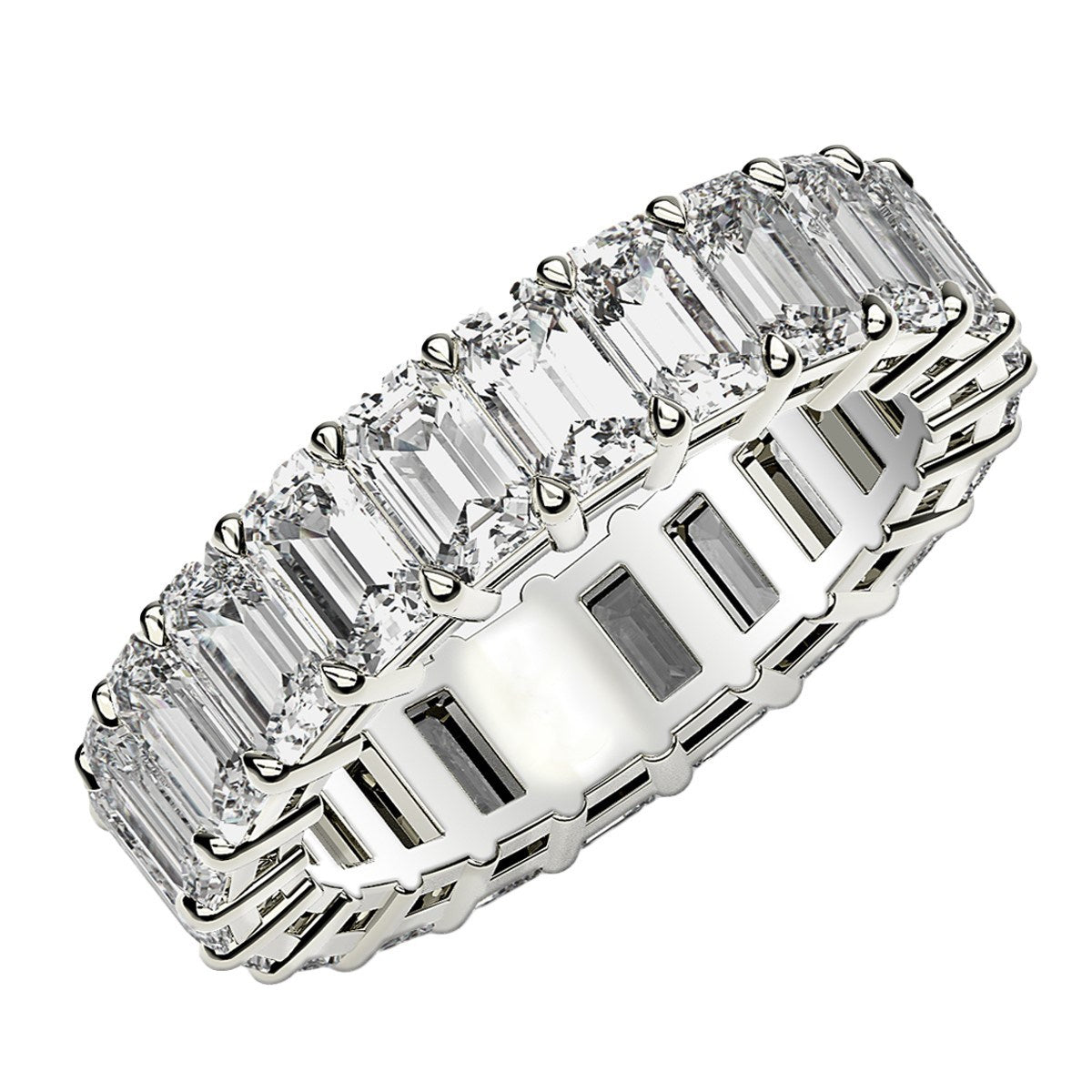 Emerald Cut Lab Grown Diamond Eternity Ring in 14k White Gold