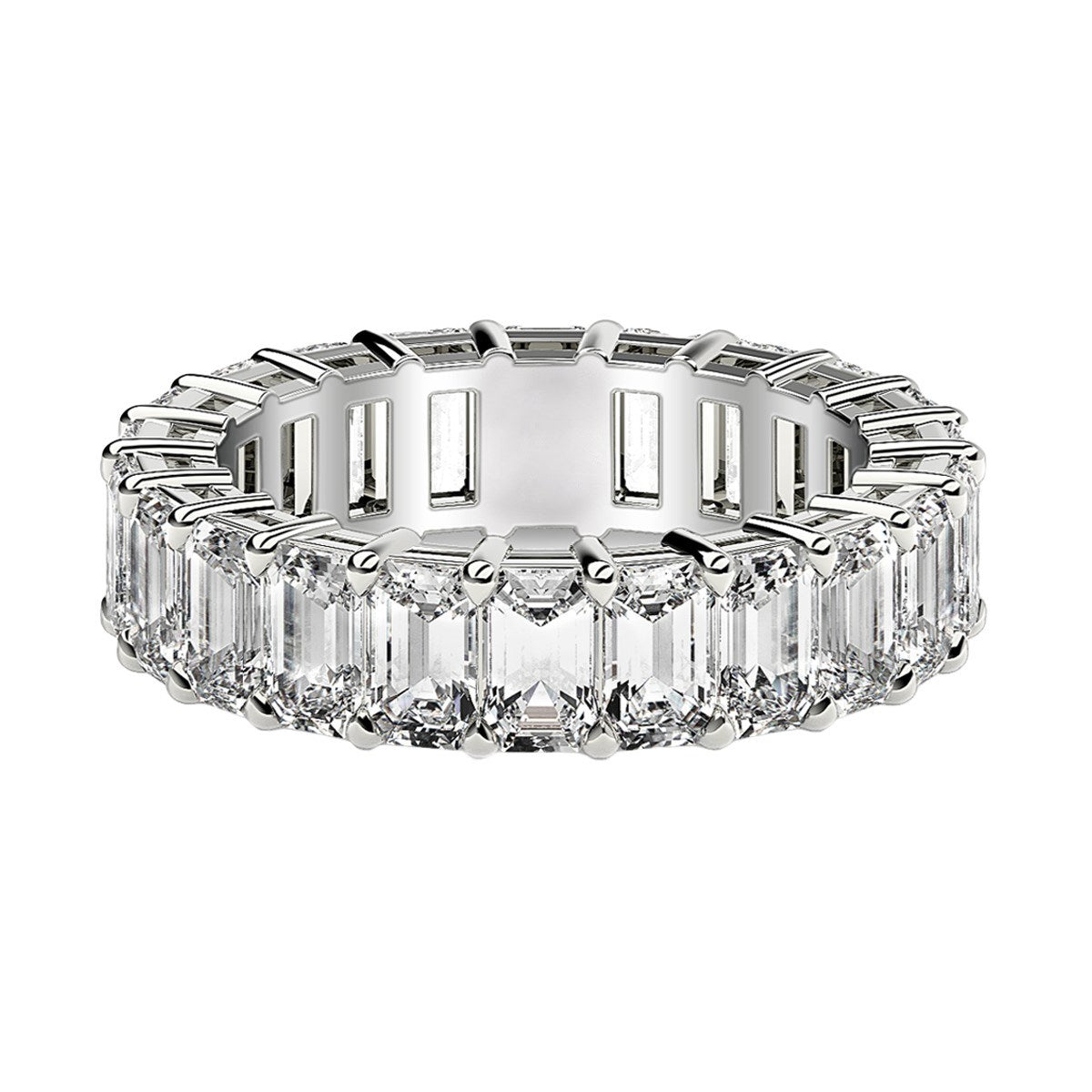 Emerald Cut Lab Grown Diamond Eternity Ring in 14k White Gold