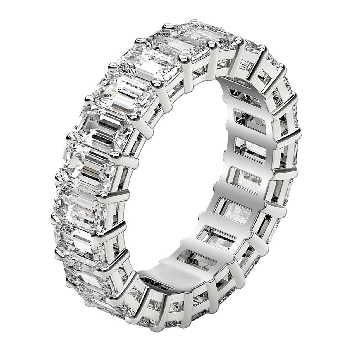 Emerald Cut Lab Grown Diamond Eternity Ring in 14k White Gold