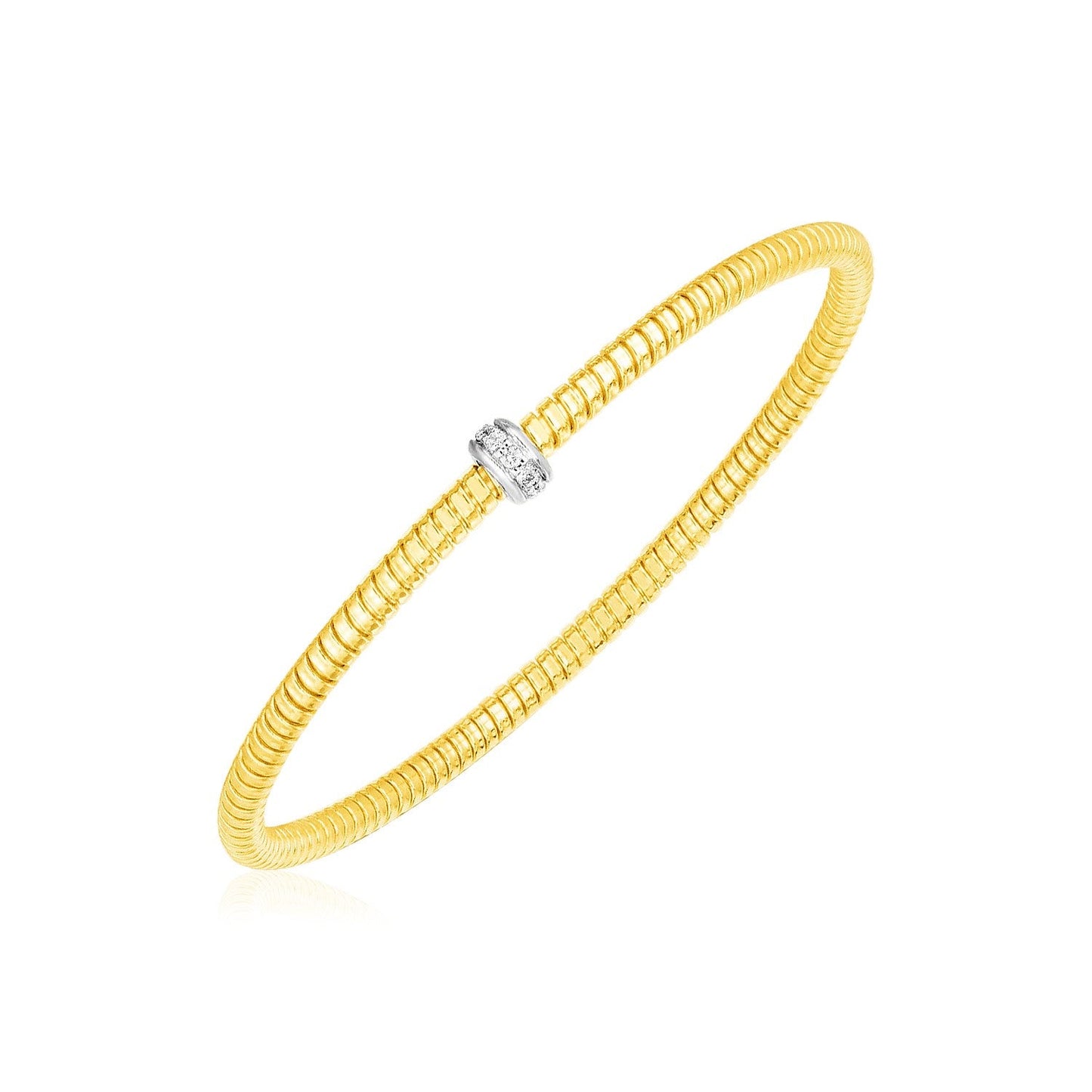 Brazalete elástico de oro amarillo de 14k con diamantes