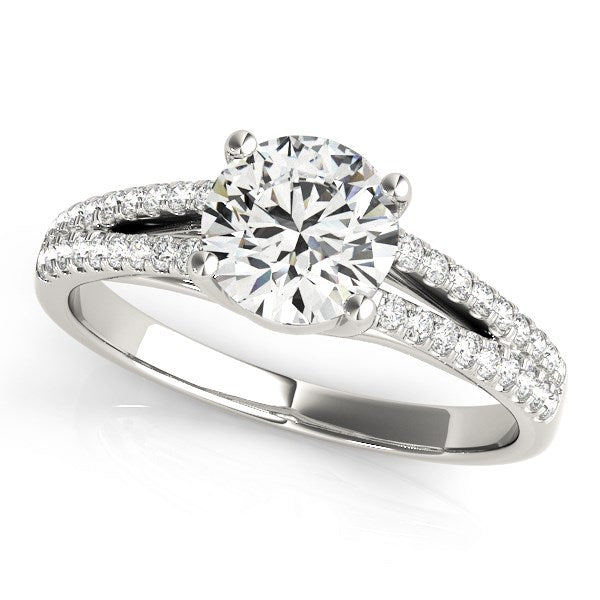 14k White Gold Split Shank Round Diamond Engagement Ring