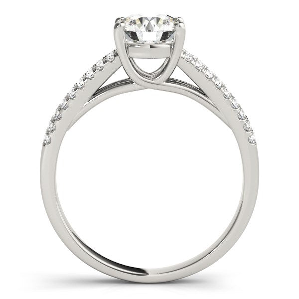 14k White Gold Split Shank Round Diamond Engagement Ring