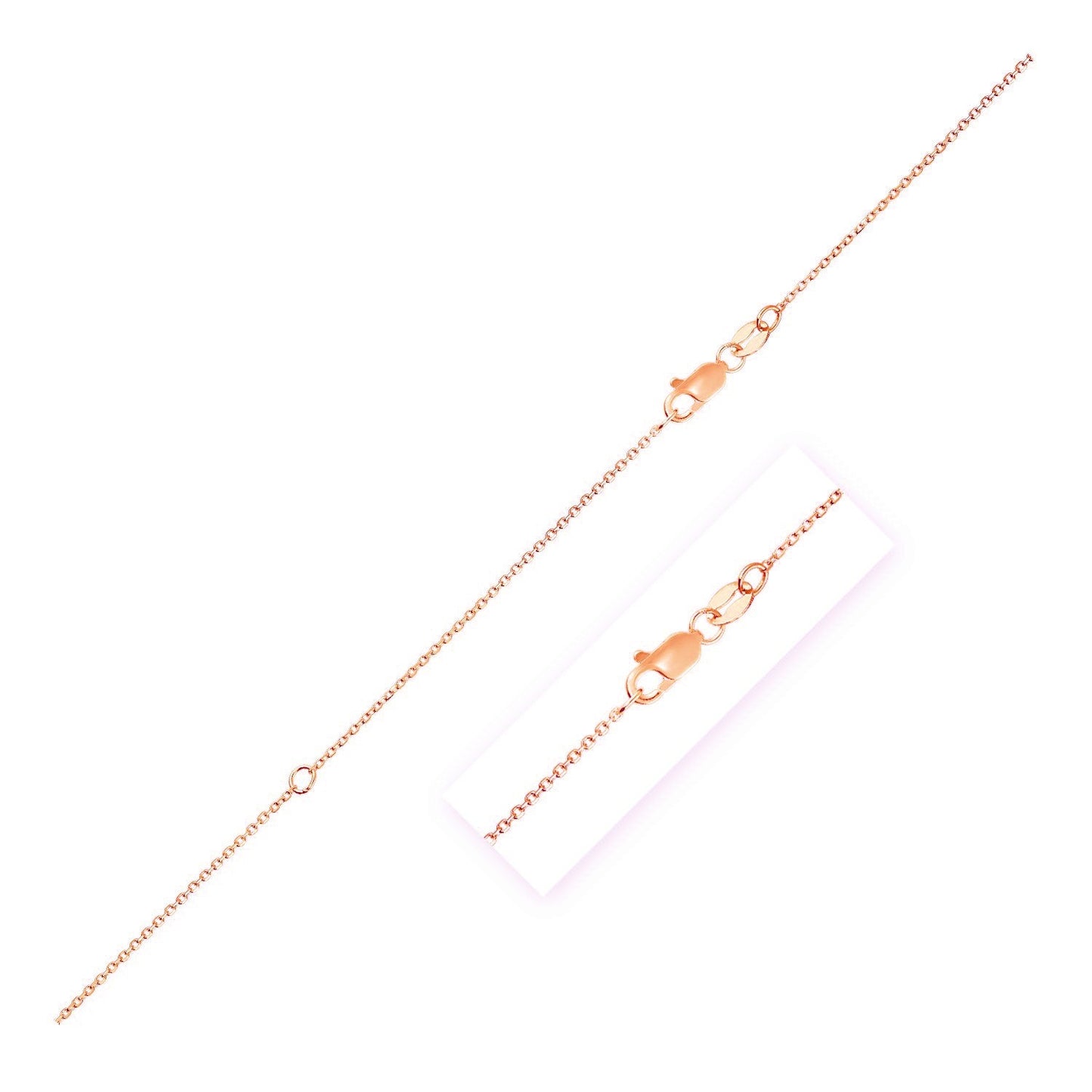 14k Rose Gold Adjustable Cable Chain Necklace
