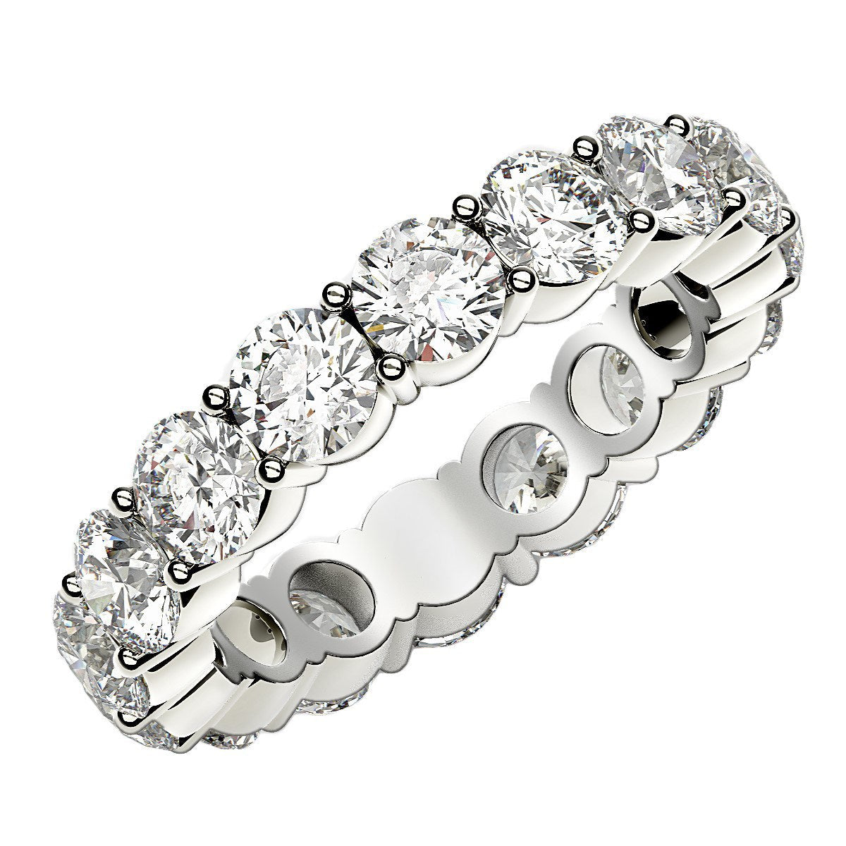 Round Cut Lab Grown Diamond Eternity Ring in 14k White Gold