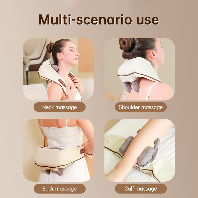 USB-C Rechargeable Kneading Massage Hot Compress Shiatsu Back Shoulder Neck Massager for Pain Relief - Korvel