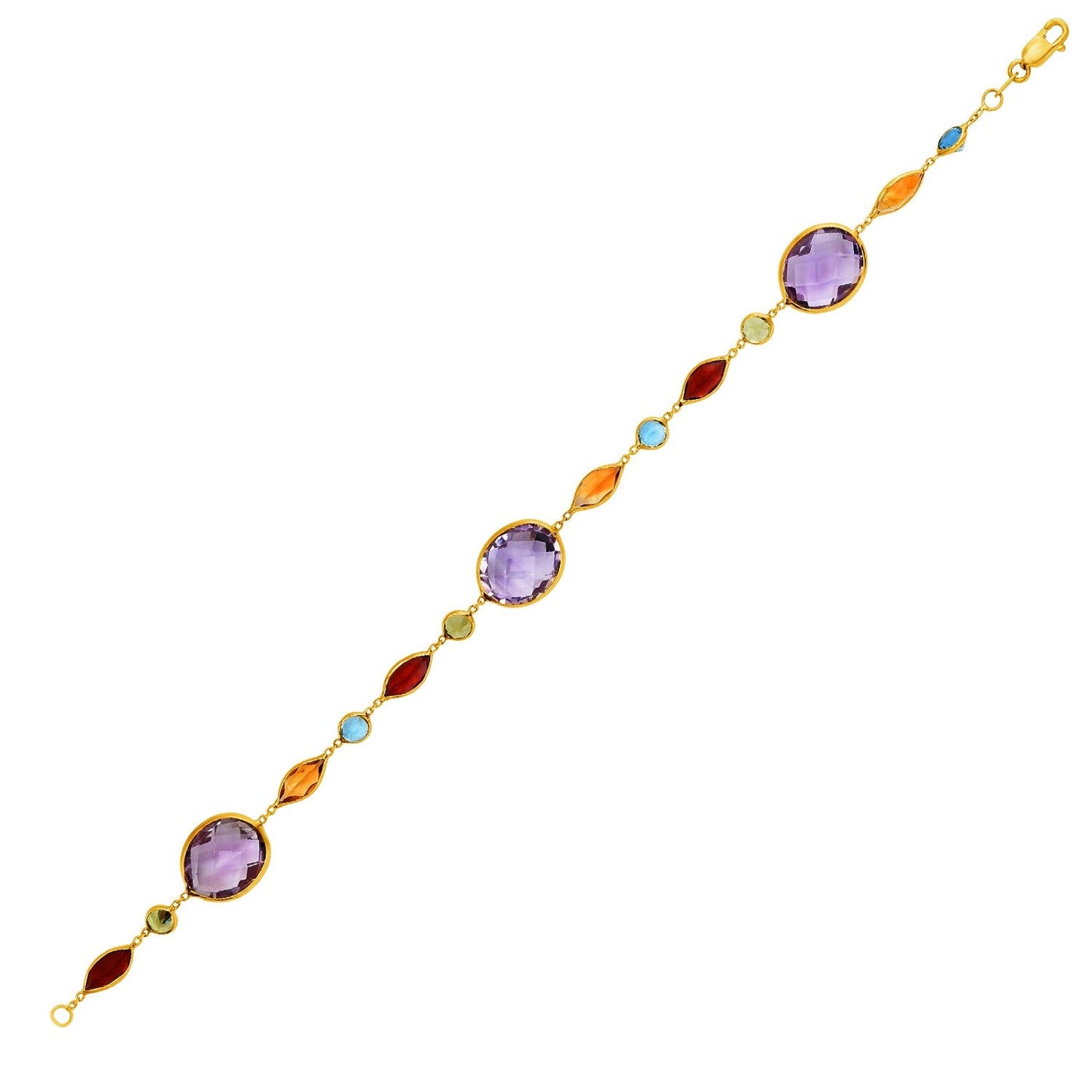 Bracelet en or jaune 14k avec pierres multicolores