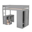 Wood Twin Size Loft Bed with Wardrobes and 2-Drawer Desk with Cabinet Gray - Korvel