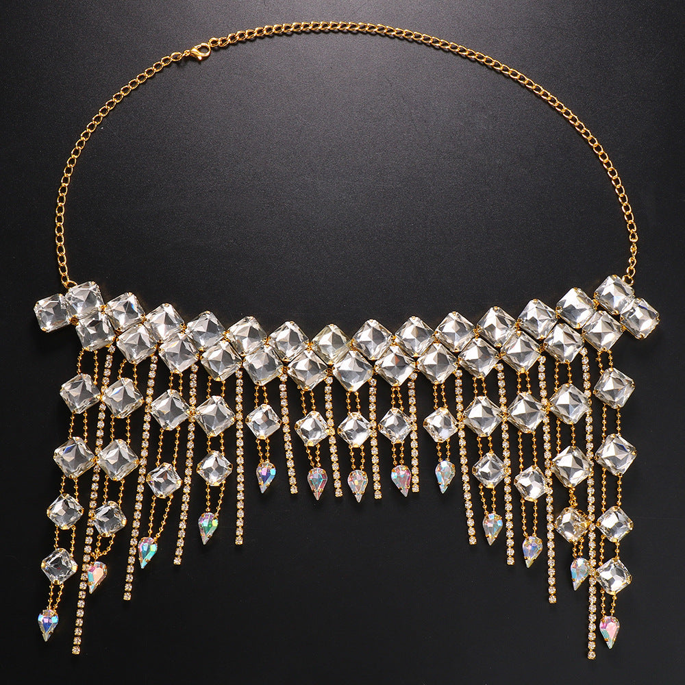 Trendy exaggeration hair chain, European and American fashion, water droplets full of diamonds hair accessories, headwear accessories, hair chain - Korvel