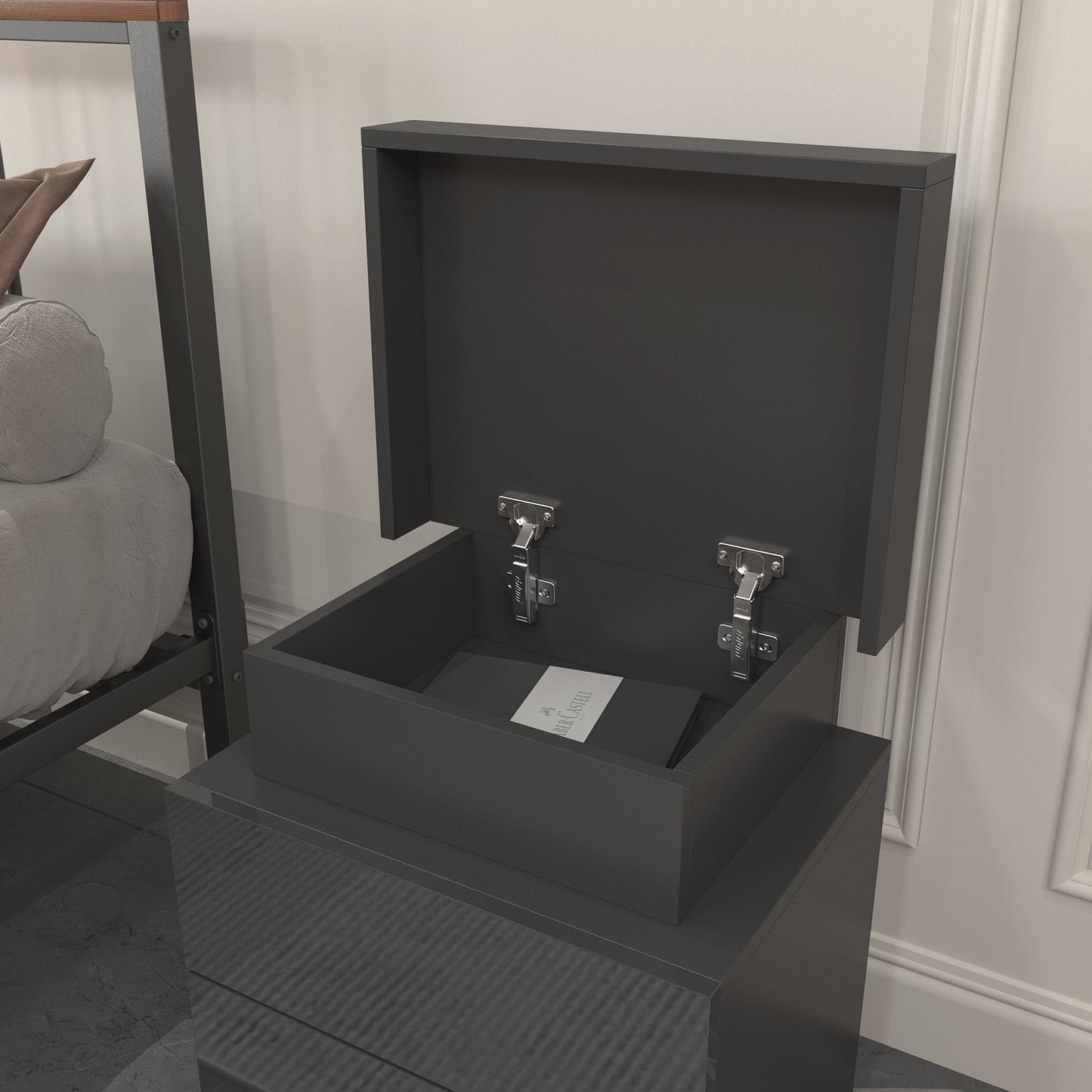 Modern LED Black Nightstand with Multi-Colour Lighting