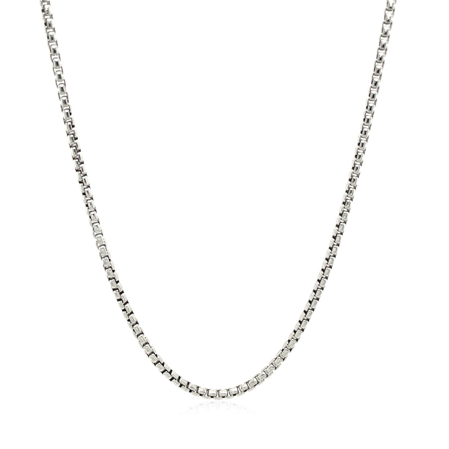 Cadena de caja redonda de plata esterlina con baño de rodio - 1.8mm
