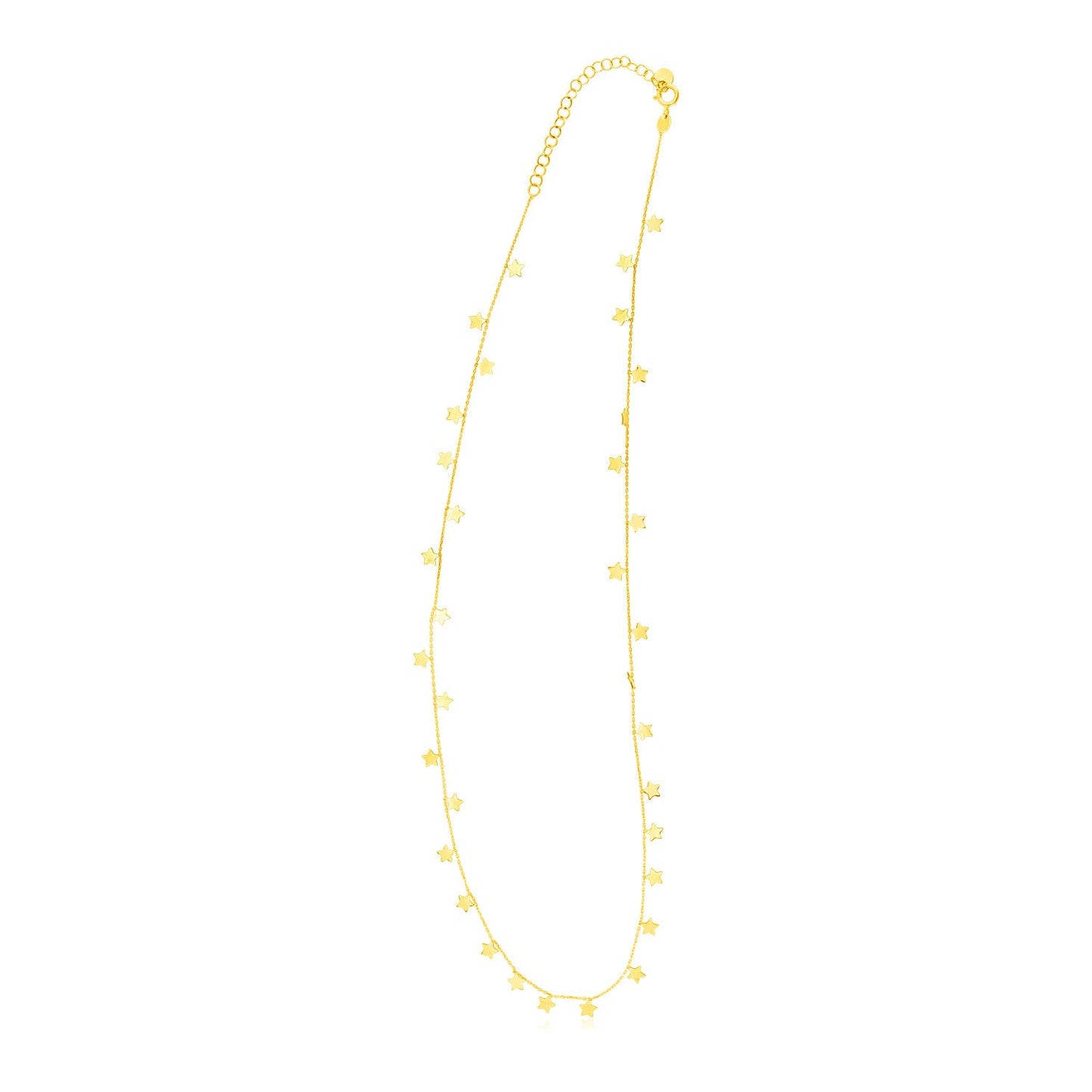 14K Yellow Gold Necklace with Twinkling Stars