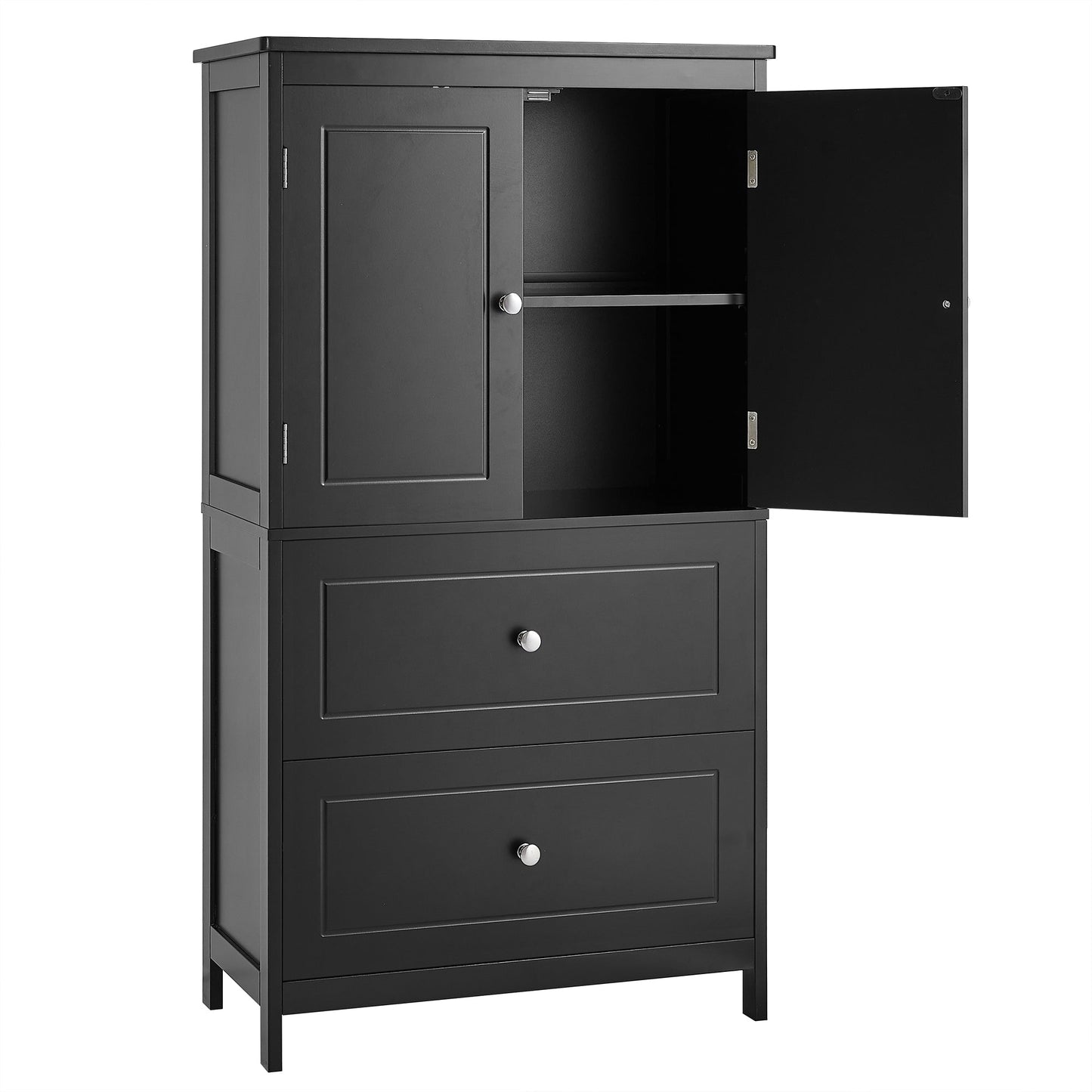 Armoire de rangement de salle de bain noire élégante avec étagère réglable