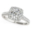 Bague de fiançailles en diamant avec halo carré en or blanc 14k