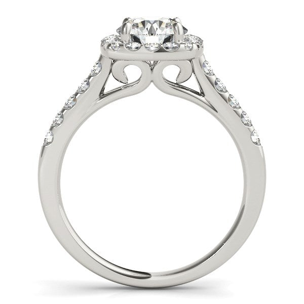 Bague de fiançailles en diamant avec halo carré en or blanc 14k