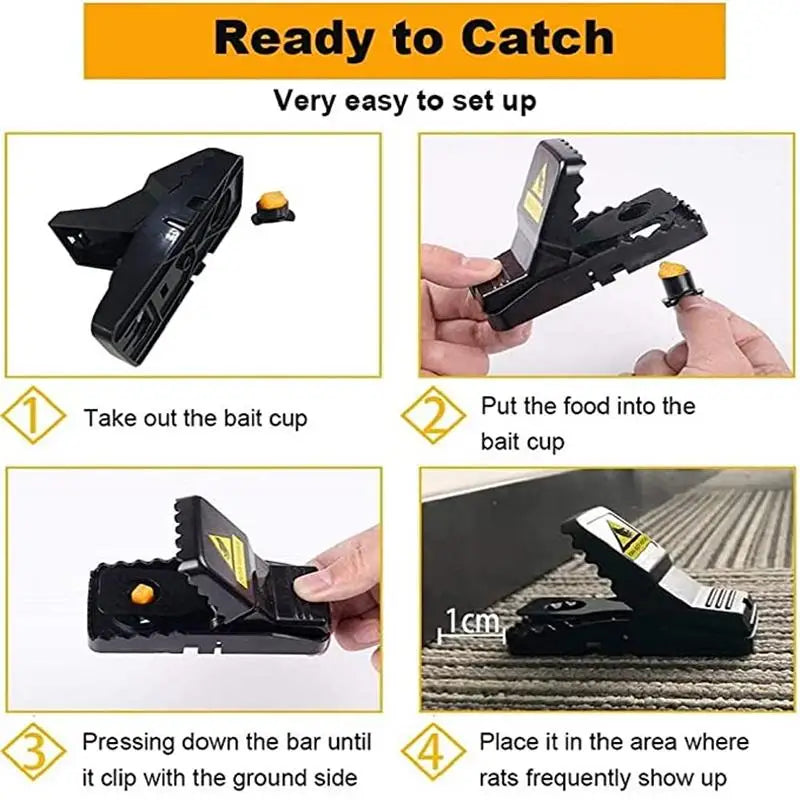 Black Reusable Plastic Mouse Trap Traps Rodent Catcher Home Mousetrap Killer Mouse Snap Traps Rodent Catcher - Korvel